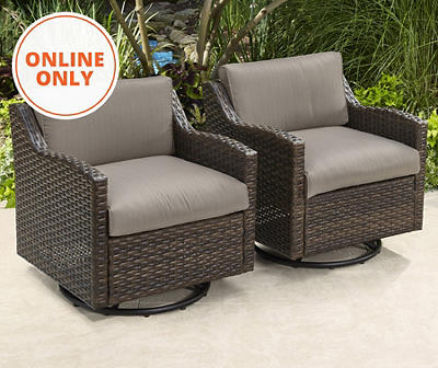 Augusta All Weather Wicker Cushioned Patio Swivel Gliders, 2-Pack